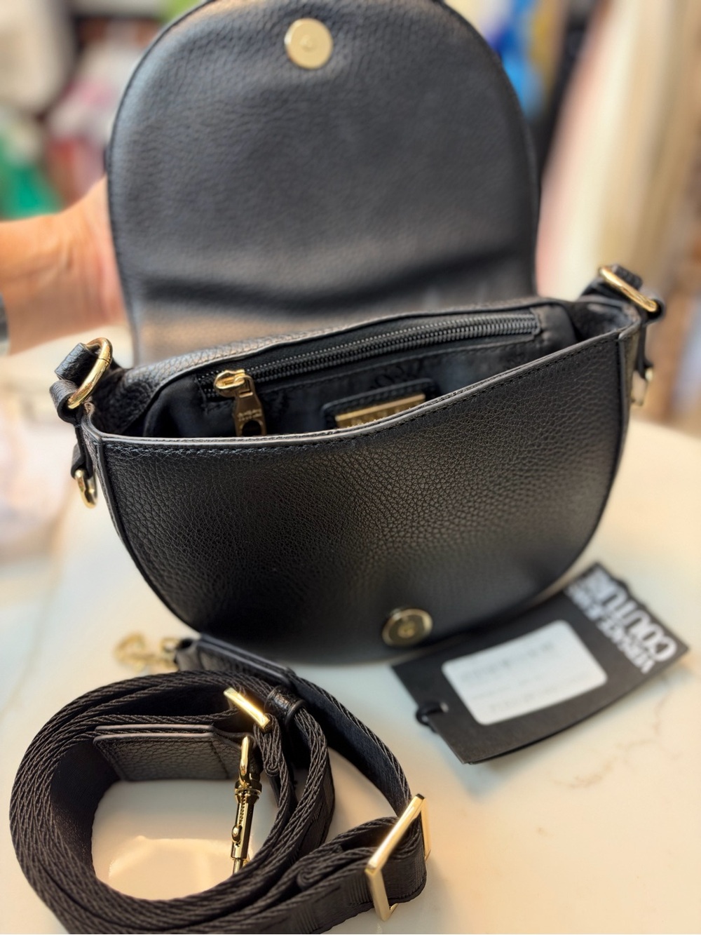 Versace Jeans Couture Black Leather Crossbody with Gold Crest Hardware - Picture 8 of 9